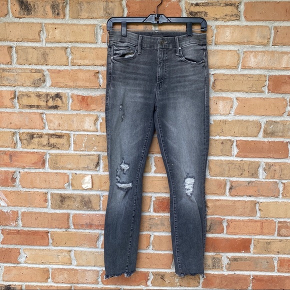 MOTHER High Waisted Looker Ankle Chew Jean Gray Black Color Size 28 - Picture 5 of 16